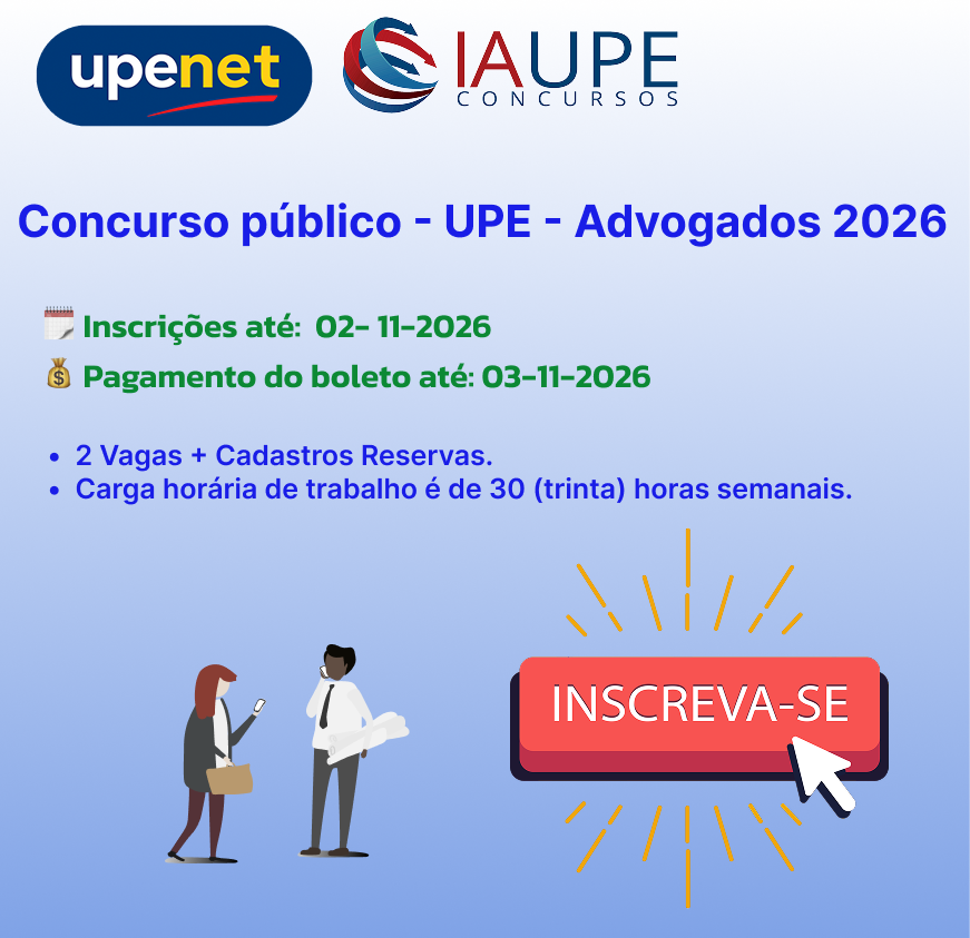 Concurso público - UPE - Advogados 2026